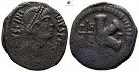 Justinian I AD 527-565. From the Tareq Hani collection. Theoupolis (Antioch). Half Follis or 20 Nummi Æ