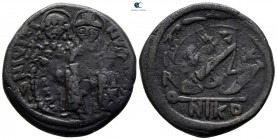 Justin II and Sophia AD 565-578. From the Tareq Hani collection. Nikomedia. Follis or 40 Nummi Æ
