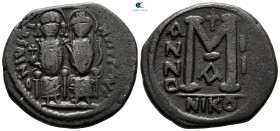 Justin II and Sophia AD 565-578. From the Tareq Hani collection. Nikomedia. Follis or 40 Nummi Æ