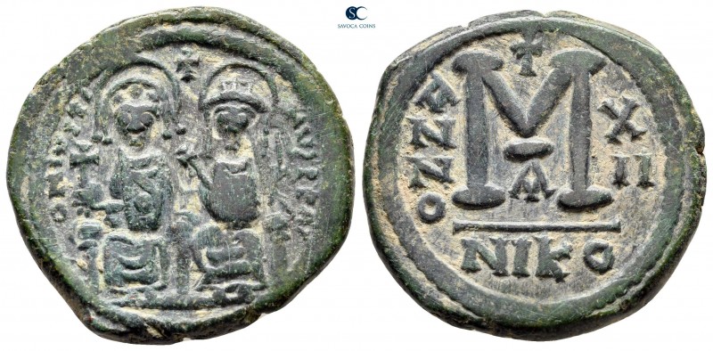 Justin II and Sophia AD 565-578. Nikomedia
Follis or 40 Nummi Æ

30 mm., 14,6...
