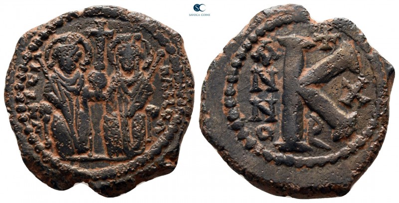 Justin II and Sophia AD 565-578. Theoupolis (Antioch)
Half Follis or 20 Nummi Æ...