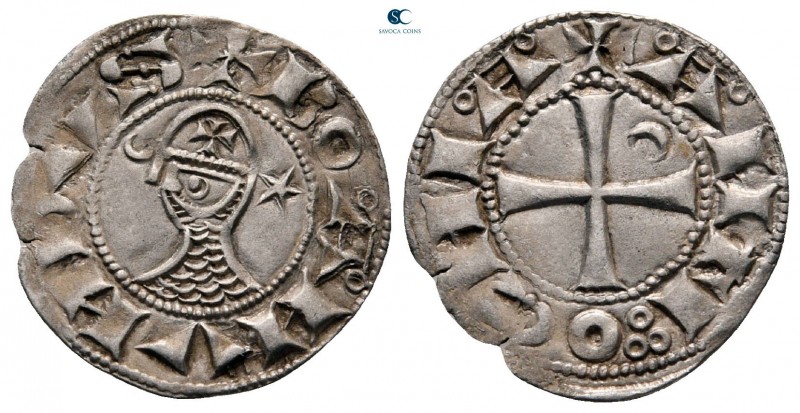 Bohémond III AD 1163-1201. Antioch
Denier AR

18 mm., 1,00 g.



very fin...