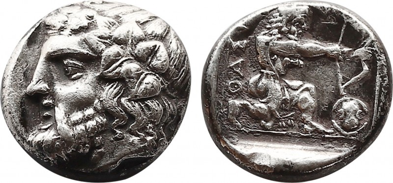 Greek Coins
THRACE. Thasos. Drachm (Circa 404-355 BC).
Obv: Head of Dionysos lef...