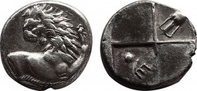 THRACE, Chersonesos. Circa 386-338 BC. AR Hemidrachm (13mm, 2.35 g). Forepart of lion right, head left / Quadripartite incuse square with alternating ...