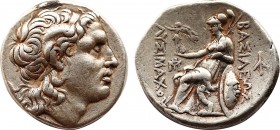 Kingdom of Thrace. Lysimachus, 323 – 281
Tetradrachm, Amphipolis circa 299-281, AR 17.03 g.26,6mm Diademed head of deified Alexander r., with the hor...