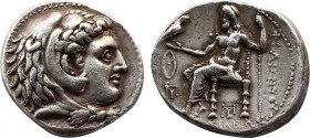 Kingdom of Macedon, Philip III Arrhidaios AR Tetradrachm. In the types of Alexander III. Babylon, circa 323-317 BC. Head of Herakles right, wearing li...