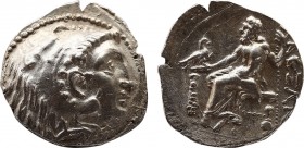EASTERN EUROPE. Imitation of Alexander III 'the Great' of Macedon (3rd-2nd centuries BC). Tetradrachm.
Obv: Head of Herakles right, wearing lion skin...