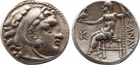 Greek
Macedonian Kingdom. Alexander III the Great. 336-323 B.C. AR drachm (16,9 mm, 4,31 g, 12 h). Colophon mint, struck ca. 310-301 B.C. Head of Ale...