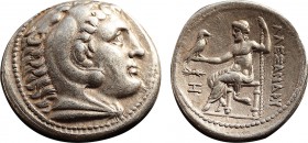 Kingdom of Macedon, Demetrios I Poliorketes AR Tetradrachm. In the name and types of Alexander III. Amphipolis, circa 294-290 BC. Head of Herakles to ...