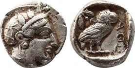 ATTICA, Athens. Circa 430s BC. Tetradrachm (Silver, 22,8mm, 16,92 g 5). Head of Athena to right, wearing disc earring, pearl necklace and a crested At...