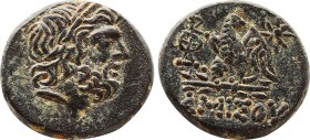 Greek
Pontic Kingdom, Amisos. civic issue under Mithradates VI, Eupator. 120-63 B.C. AE 21 (19,8 mm, 7,9 g,). Laureate head of bearded Zeus right / A...