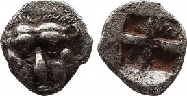 Greek
Cimmerian Bosporos. Pantikapaion circa 480-470 BC.
Obol AR
8,9mm., 0,55g.
very fine
