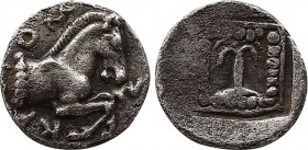 TROAS, Skepsis. Circa 450 BC. AR Hemiobol (0.99 gm).11,9mm Forepart of Pegasus right / Tree; N-E (retrograde); all within incuse square.