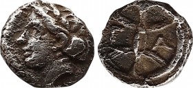 Greek
Troas. Gargara circa 440-400 BC. Hemiobol AR 6,8mm., 0,35g. Female head left / Γ-Α, incuse pattern divided into six compartments. nearly very f...