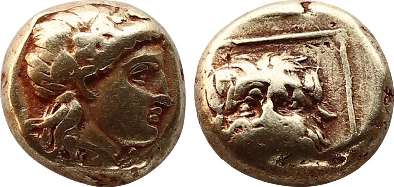 LESBOS. Mytilene. EL Hekte (Circa 377-326 BC).
Obv: Laureate head of Apollo righ...