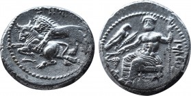 Greek
Cilicia, Tarsos AR Stater. Mazaios, satrap of Cilicia and Cappadocia, circa 361/0-334 BC. Baaltars seated to left on throne, his head and torso ...