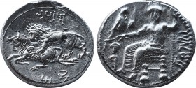 Greek
Cilicia, Tarsos AR Stater. Mazaios, satrap of Cilicia and Cappadocia, circa 361/0-334 BC. Baaltars seated to left on throne, his head and torso ...