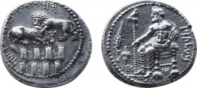 CILICIA, Tarsos. Mazaios. Satrap of Cilicia, 361/0-334 BC. AR Stater (23,6mm, 10.88 g, 10h). Baaltars seated left, his torso facing, holding eagle-tip...