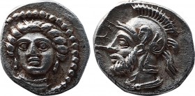Greek Coins
CILICIA. Tarsos. Tarkumuwa (Datames) (Satrap of Cilicia and Cappadocia, 384-361/0 BC). obol.
Obv: Female head facing slightly left.
Rev...