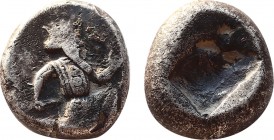 Greek Coins
ACHAEMENID EMPIRE. Time of Artaxerxes II to Darius III (Circa 375-330 BC). Siglos. Sardes.
Obv: Persian king in kneeling-running stance ri...