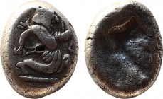 Greek Coins
ACHAEMENID EMPIRE. Time of Artaxerxes II to Darius III (Circa 375-330 BC). Siglos. Sardes.
Obv: Persian king in kneeling-running stance ri...