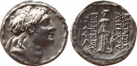 Greek
SELEUKID EMPIRE. Antiochos VII Euergetes (Sidetes). 138-129 BC. AR Tetradrachm (26,9mm, 16.6 g, 12h). Antioch on the Orontes mint. Diademed head...