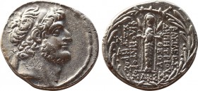 Greek
Seleukid Empire, Demetrios III Eukairos AR Tetradrachm. Damaskos, dated SE 223 = 90/89 BC. Diademed head to right / ΒAΣΙΛEΩΣ ΔHMHTPIOV ΦEOV ΦIΛO...
