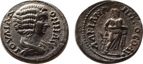 Roman Provincial Coins
THRACE. Hadrianopolis Julia Domna (Augusta, 193-217). Ae.
Obv: IOVΛIA CЄBAC.
Draped bust right.

Asclepius standing facing...