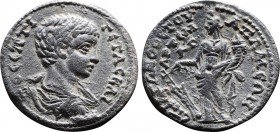 Phrygia, Apameia. Geta. As Caesar, A.D. 198-209. Æ (17,6 mm, 4,18 g, 6 h). Artemas, son of Agonothetes, magistrate. ΠO CЄΠTI ΓЄTAC KAI, bare-headed, d...
