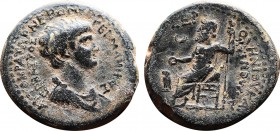 Roman Imperial
Nero (54-68). Phrygia, Acmoneia. Æ (18,4mm, 4.33g, 12h). L. Servenius Capito, magistrate, c. AD 55. Bare-headed and draped bust r. R/ ...