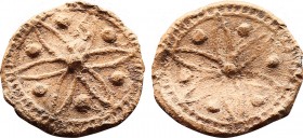 Crusaders, County of Tripoli PB Token. 13th century AD. Six-armed flower-type design / Blank. Cf. Münzen & Medaillen GmbH, Auction 47, 23 May 2019, lo...