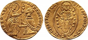 Mediaeval
Andrea Dandolo AD 1343-1354. contemporary imitation. Venice
Zecchino AV
19,2 mm., 3,55 g.
ANDR DANDVIO to right, DVX downwards in field, and...