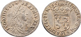 World Coins
FRANCE. Louis XIV (1643-1715). 1/12 Écu. (1661-&). Aix.
Obv: LVD XIIII D G FR ET NAV REX.
Laureate, draped and armored bust right.
Rev: SI...