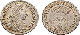 World Coins
FRANCE. Louis XIV (1643-1715). 1/12 Ecu (1660-I). Limoges.
Obv: LVD XIIII D G FR ET NAV REX.
Laureate, draped and armored bust right.
Rev:...