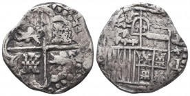 SPAIN. Philip II (1556-1598). Cob 4 Reales. Segovia (1593). Obv: Crowned coat-of-arms. Rev: Coat-of-arms. Calicó 363. Condition: Good very fine. Weigh...