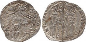 ITALY. Venice. Michele Morosini (1382). Grosso.
Obv: IC - XC.
Christ Pantokrator seated facing on throne; sigla: ✷ | F.
Rev: MICҺL' MAVROC' / DVX / S ...