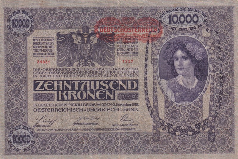 Austria, 10.000 Kronen 1919, VF, P#65,