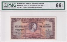 Bermuda, 5 Schillings, 1957, PMG 66EPQ, P#18b,