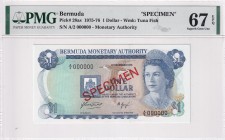 Bermuda, 1 Dollar Specimen, 1976, PMG 67EPQ , P#28as,
