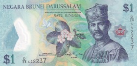 Brunei, 1 Dollar, 1989, UNC, B301b, Polymer