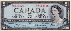Canada, 1961, 5 Dollars, XF/AUNC, B340b, Wallet fold