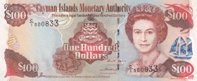 Cayman Islands, 1999, 100 Dollars, UNC, B205a, Bundling flaw