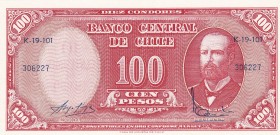 Chile, 1960, 10 Centesimos on 100 Pesos , UNC, B261c,