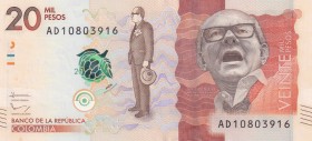Colombia, 2015, 20.000 Pesos, UNC, B996a, Bundling flaw