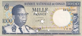 Congo, 1964, 1.000 Francs (Cancelled) , UNC,, B205c,