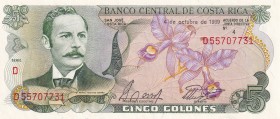 Costa Rica, 1989, 5 Colones, UNC, B#522e,