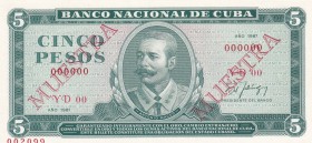 Cuba, 1987, 5 Pesos Specimen, UNC, B825hs,