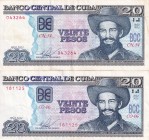Cuba, 2013-14, 20 Pesos Lot, XF, B908h & B908i, Total 2 Banknotes