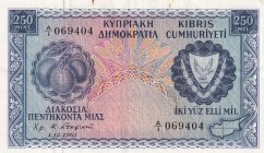 Cyprus, 1961, 250 Mils, VF, B201a,