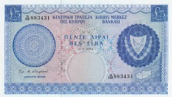Cyprus, 1974, 5 Pounds, UNC, B304g,